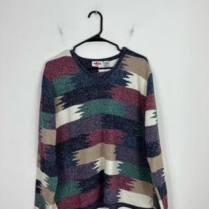 Vintage Multi-Colour Geometric Knit Sweater Sz XL